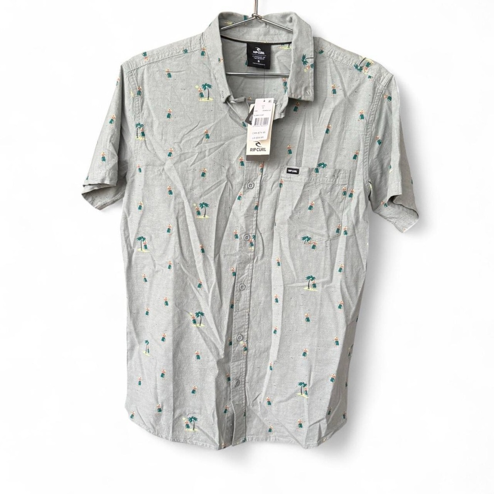 Rip Curl Light Gray/blue Tropical hula Print Shirt